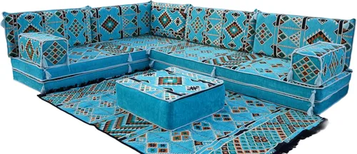 Vista 21 de arabicsofa Juego de sofás árabes tradicionales en forma de L - Sofás seccionales marroquíes - Asientos Majlis orientales para sala de estar