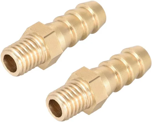 Vista 5 de uxcell Conector de montaje de latón métrico M5-0.8 macho a púa ajuste manguera ID 0.315 in 2pcs