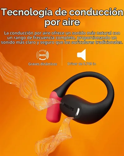 Vista 2 de Philips Auriculares de conducción de aire A6709, auriculares Bluetooth inalámbricos verdaderos, ajuste de oreja abierta, sonido de calidad, llamada