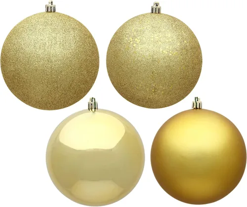 Vista 49 de Vickerman Adorno de bola de oro antiguo de 6 pulgadas con 4 acabados, 4 por caja