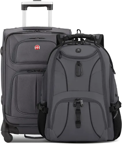 Vista 11 de SwissGear Sion Softside - Maleta giratoria expandible duradera y ligera, color negro, juego de 2 piezas (equipaje de mano / grande)