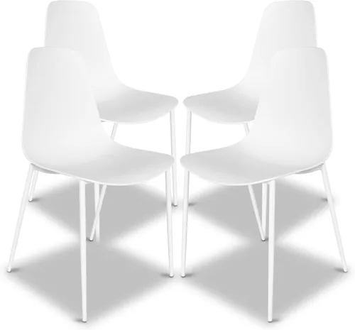 Vista 19 de Poly & BARK Isla - Juego de 4 sillas de cocina modernas, sillas de comedor de plástico con patas de metal, montaje rápido, sillas simples de café