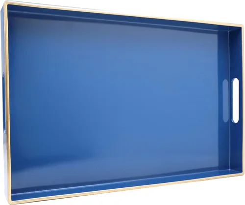 Vista 21 de Spsyrine Bandeja Decorativa Azul para Sala de Estar, Bandeja Cuadrada Moderna de Plástico para Servir Café para Mesa Otomana Baño Cocina, 13"*13
