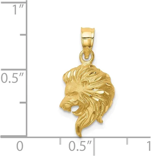 Vista 2 de Colgante de cabeza de león de oro amarillo de 14 quilates con corte de diamante para mujer