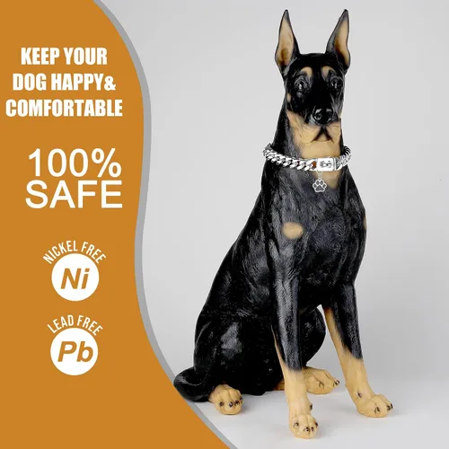 Vista 2 de Collar de cadena para perro, collar de acero inoxidable resistente de 0.394 pulgadas con eslabones cubanos, cadena de metal para perro con hebilla a