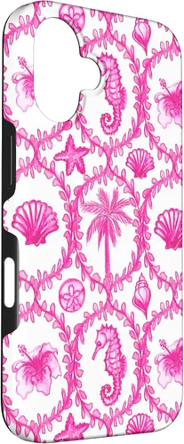 Vista 3 de Funda rosa hawaiana para iPhone 16 Coastal Nieta Coco Girl Preppy