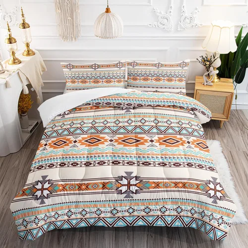 Vista 23 de AILONEN Juego de ropa de cama de 3 piezas, 1 edredón + 2 fundas de almohada, diseño floral adornado y medallones tonales para dormitorio gótico
