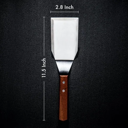 Vista 2 de MANNKITCHEN Espátula de acero inoxidable de grado profesional, perfecta para sartenes de hierro fundido y parrillas planas
