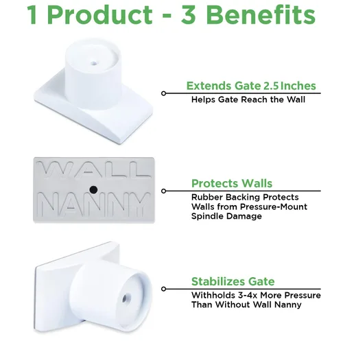 Vista 2 de Wall Nanny Extensor – Kit de extensión de puerta de bebé de 2.5 pulgadas (fabricado en Estados Unidos) extiende las puertas montadas a presión +