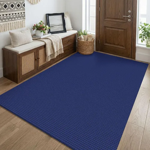 Vista 260 de KOZYFLY - Tapete para puerta de interior, lavable, pequeña, antideslizante, con respaldo de goma, felpudo de algodón para el hogar, color negro