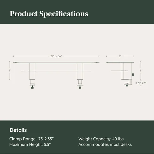 Vista 5 de Branch Soporte para monitor, elegante y duradero, soporte de acero con recubrimiento en polvo con forro de fieltro suave, pequeño elevador