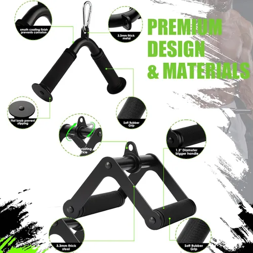 Vista 8 de Cable Machine Attachment Set LAT Pulldown Attachments,Cable Machine Accessories for Home Gym Weight Workout Include LAT Pulldown Bar,Double D Bar