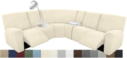 Vista 124 de Fundas para sofá modular reclinable, impermeable, en forma de L, lavable, para sofá reclinable en forma de L, súper elásticas, suaves, para esquinas