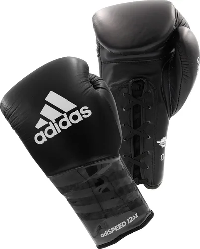 Vista 5 de adidas Guantes de boxeo Speed 500 Pro - Guantes de entrenamiento de cuero genuino para hombres y mujeres, bolsa pesada con cordones y guantes
