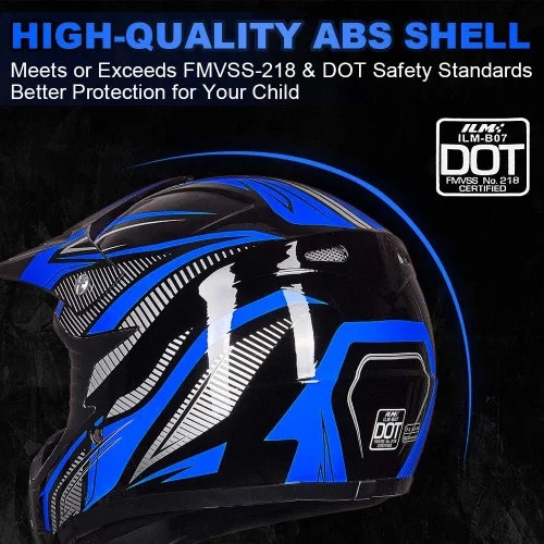 Vista 2 de ILM Casco con gafas de seguridad y guantes deportivos para niños y adolescentes, para motocross, cuatrimoto, motocicleta y todoterreno, aprobado por
