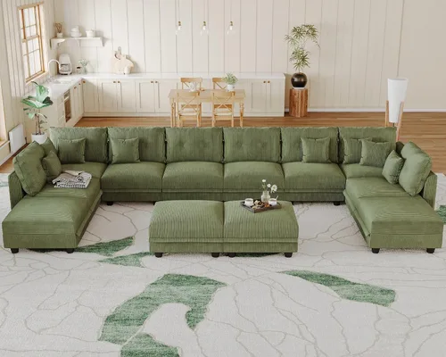 Vista 50 de LLappuil Sofá Seccional Modular con Asientos de Almacenamiento, Sofá Modular Convertible de Pana Chaise para Sala de Estar, Sofás de 5 Plazas con 3