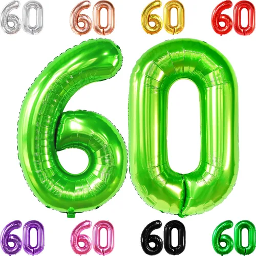 Vista 11 de KatchOn, Globos negros grandes del número 60, 40 pulgadas, globos de aluminio de 60 cumpleaños para decoraciones de cumpleaños, globo 60