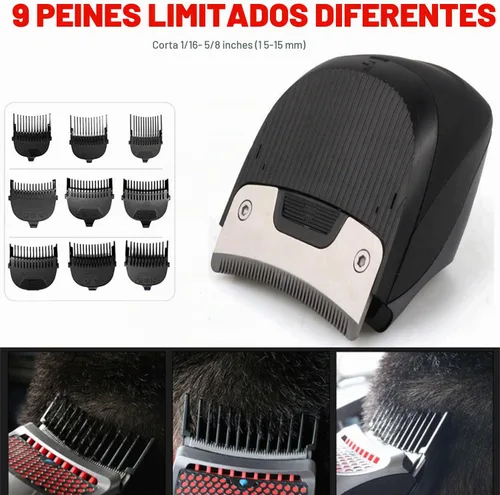Vista 4 de Kit de corte de pelo de corte automático para hombres, kit de corte de pelo con 9 peines limitados, cortadora de pelo eléctrica inalámbrica