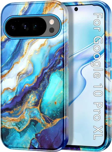 Vista 10 de Btscase Funda para Google Pixel 9 Pro 2024 [grado militar a prueba de golpes] elegante patrón de mármol delgado protector 3 capas de policarbonato
