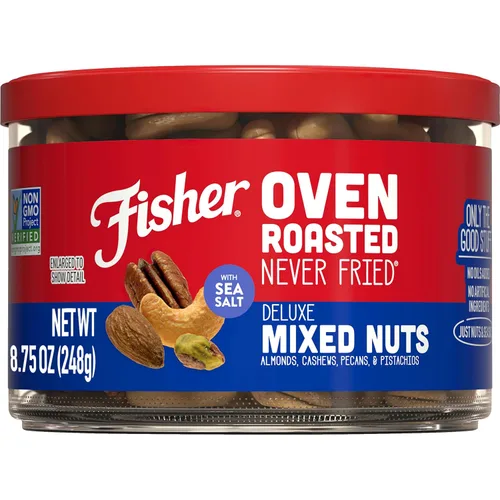 Vista 20 de FISHER Oven Roasted Never Fried - Mezcla de frutos secos asados al horno, nunca fritos Pack Of 1, Healthy Snacks For Adults, No Added Oil, No