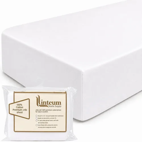 Vista 10 de Linteum Textile - Sábana para cuna de algodón orgánico natural para Pack-N-Play, algodón orgánico de punto transpirable, 1 paquete, 27 x 39 Beige