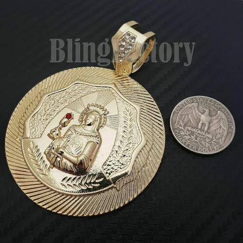 Vista 5 de Blingfactory - Collar con colgante de Santa Bárbara de hip hop, 0.472in, 18.0in