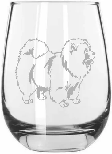 Vista 332 de Shar Pei (chino) - Vaso de vino sin tallo grabado para perro, 15.25 onzas