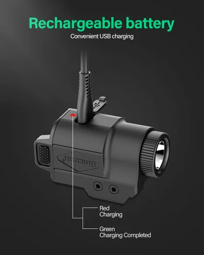 Vista 5 de Gmconn Luz de pistola de 700 lúmenes, linterna compacta ajustable montada en riel mini luz de arma con modo estroboscópico para Picatinny