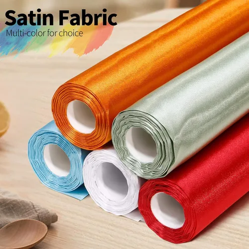 Vista 5 de Horbaunal Tela de Satén Negro de 60 Pulgadas de Ancho por Yarda, Tela de Satén Charmeuse Suave para Vestido de Novia, Manualidades DIY, Disfraces, 1
