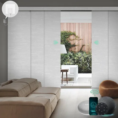 Vista 23 de Yoolax - Persianas deslizantes inteligentes personalizadas XL, persianas verticales de tela opacas para puertas de vidrio. Separador de habitación