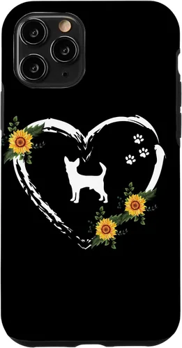 Vista 29 de Chihuahua With Paw Prints And Sunflower Heart On Black Case for iPhone 16