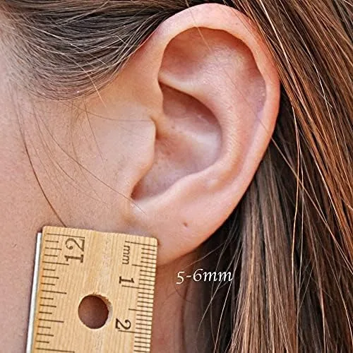 Vista 6 de Threader Drop 13mm Arc Minimalist Huggie Hoop Piercing Earrings Horseshoe Wishbone Hoops (14K Rose Gold Filled 20 gauge D. Hammered)
