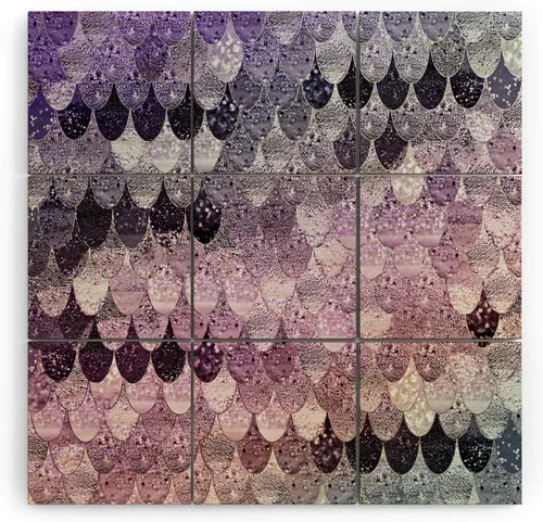 Vista 15 de Society6 Monika Strigel - Mural de pared de madera de sirena de verano de mediados de siglo, 4 x 4 pies, multicolor