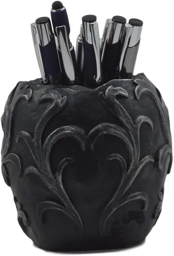 Vista 4 de Ebros Gift Juego de 2 figuras tribales de tatuaje floral para bolígrafo, 5.75 pulgadas de largo, para oficina, osario, decoración de cráneo, cabeza