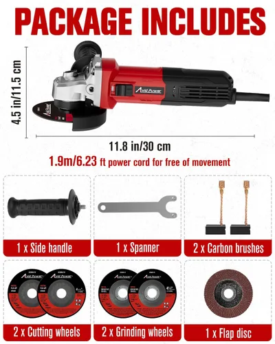 Vista 9 de AVID POWER Amoladora angular de 7.5 amperios y 4-1/2 pulgadas, herramientas eléctricas con muelas, ruedas de corte, disco de solapa y mango auxiliar