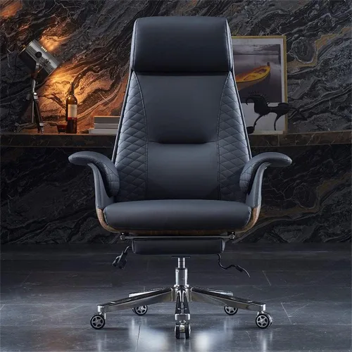 Vista 6 de LAKIQ Silla de oficina giratoria ejecutiva de respaldo alto, escritorio para computadora, silla con brazo de cuero, sillas de gestión ajustables