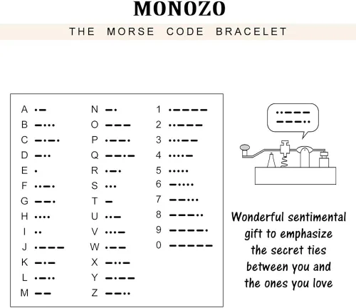Vista 7 de MONOZO - Brazalete de código morse para mujer, cuentas de plata esterlina S925, brazalete de hilo de código morse, regalos inspiracionales