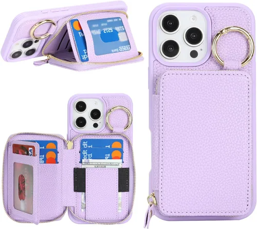 Vista 36 de Funda compatible con iPhone Air Wallet con tarjetero para iPhone Air, funda con cremallera y ranura para mujer, 5G de 6.5 pulgadas, color oro rosa