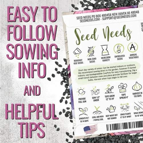 Vista 4 de Seed Needs Semillas de cebolla roja borgoña para plantar reliquia y sin OMG, 1 paquete