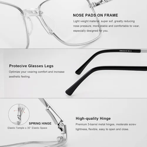 Vista 5 de RB. Pilot - Lentes de lectura para mujer, bloqueo de luz azul, lentes de computadora con bisagra de resorte, marco de metal, patas de acetato Puente