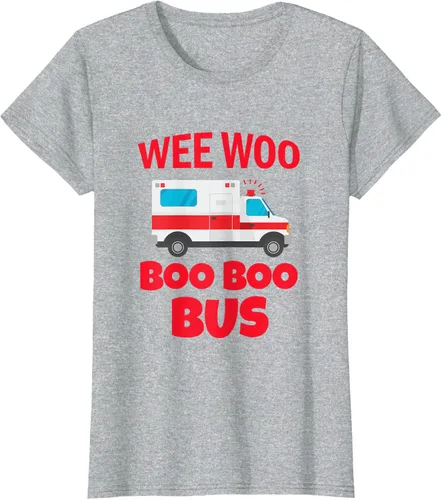 Vista 23 de Wee Woo Boo Boo Bus First Responder - Camiseta divertida de ambulancia, Negro, S