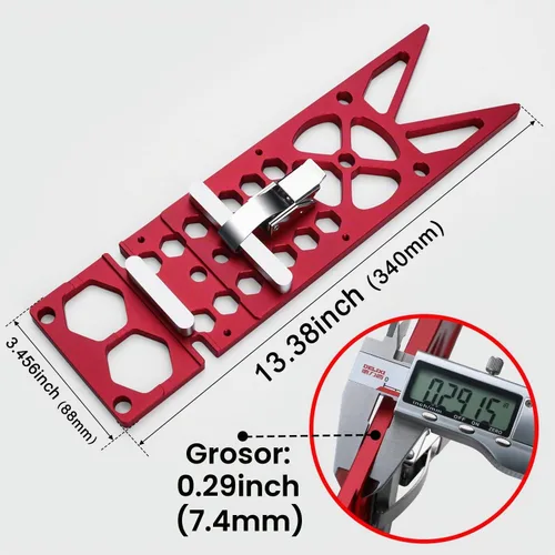 Vista 2 de Guía cuadrada de sierra de pista de aluminio de 13.4 pulgadas, fresado CNC de 90°, tope de ángulo recto para sierras circulares, compatible