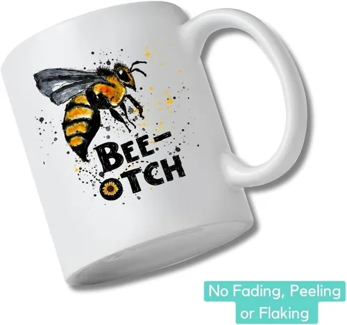 Vista 4 de Bee-otch Bumble Bee Funny 11oz Coffee Cup