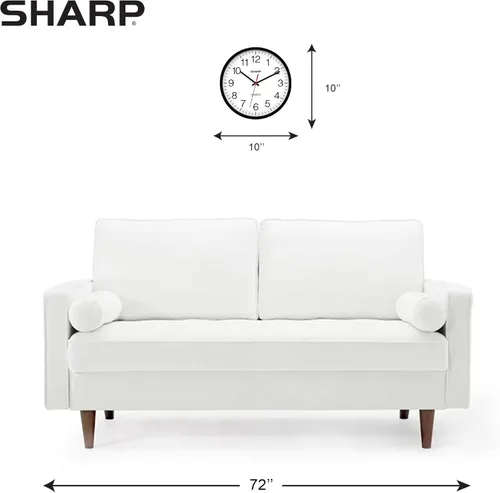 Vista 4 de Sharp Reloj de pared silencioso sin tictac de cuarzo de calidad de 10 pulgadas, funciona con pilas, redondo, fácil de leer para el hogar, cocina