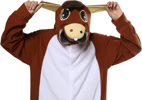 Vista 5 de dressfan - Pijama para disfraz de burro, unisex, color marrón