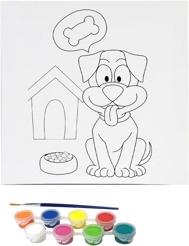 Vista 10 de Misco Juguetes de pintura de lienzo para fiestas, kit de arte de 11 piezas de lienzo predibujado para pintar y sorber, 8 colores y pincel incluidos