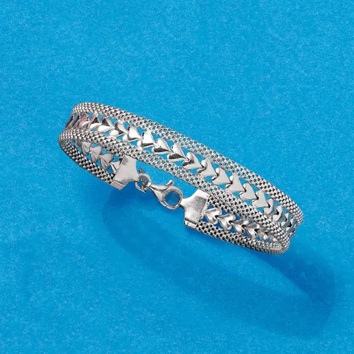 Vista 5 de Ross-Simons - Pulsera con diseño de corazón de plata italiana