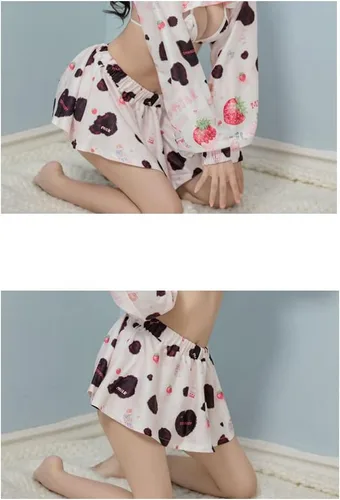 Vista 4 de Disfraz sexy de anime para mujer, Lolita Kawaii Milk Cow Juego de rol, falda de lencería traviesa traje de criada