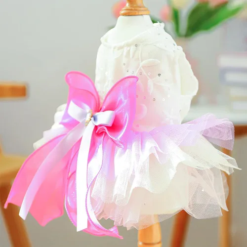 Vista 52 de ANIAC Daisy Vestidos para Perros Pequeños Hembra con Anillo para Correa, Nudo de Lazo Vestido de Boda para Cachorra, Traje de Gato de San Valentín
