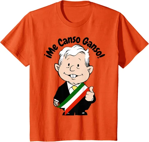 Vista 34 de AMLO Amlito Me Canso Ganso - Camiseta con diseño de dibujos animados mexicanos Gris Oscuro